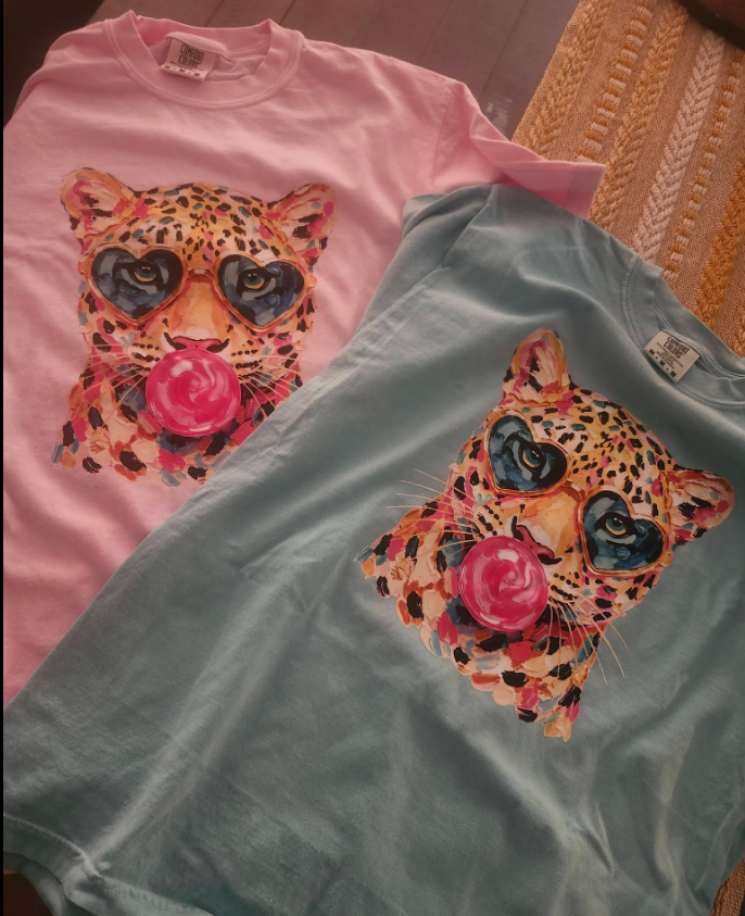Bubblegum Babe Leopard Tee in Bubblegum Pink and Mint